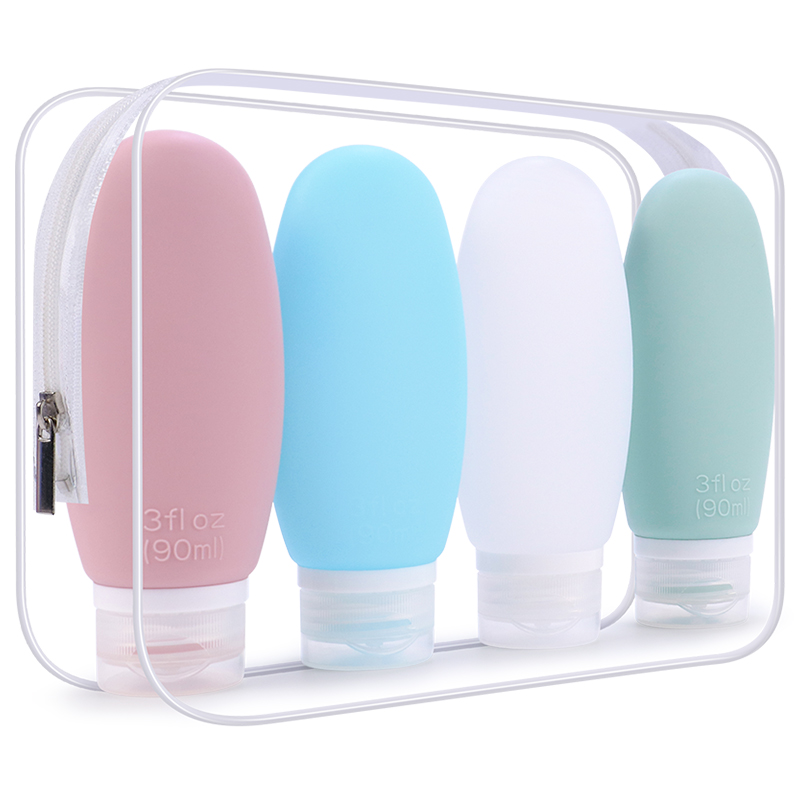 LXPTZ-B04 60ml 90ml Silicone Travel Bottle Set for Lotion Shampoo