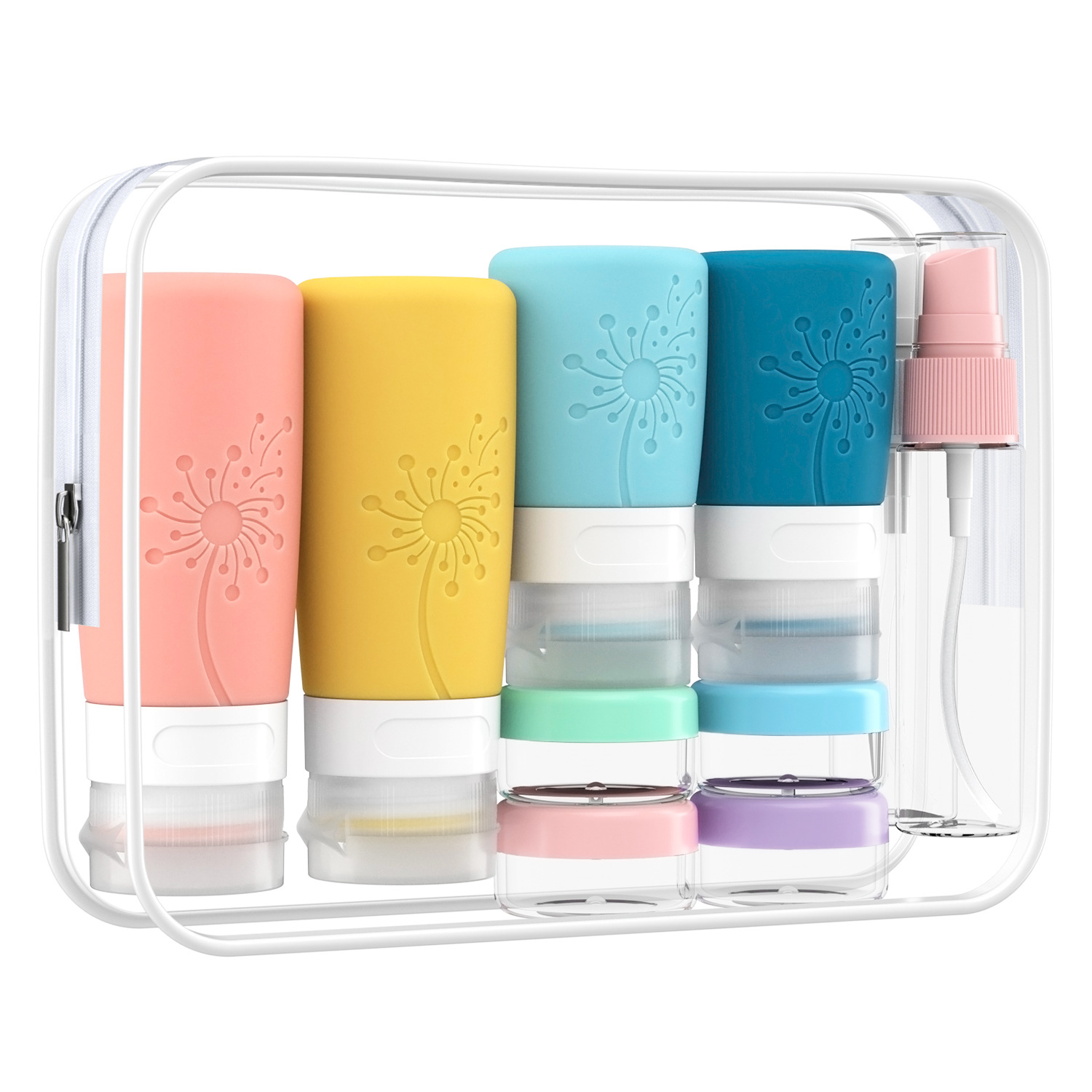 T0440002 60ml 90ml 4 Pack Silicone Travel Bottle Set