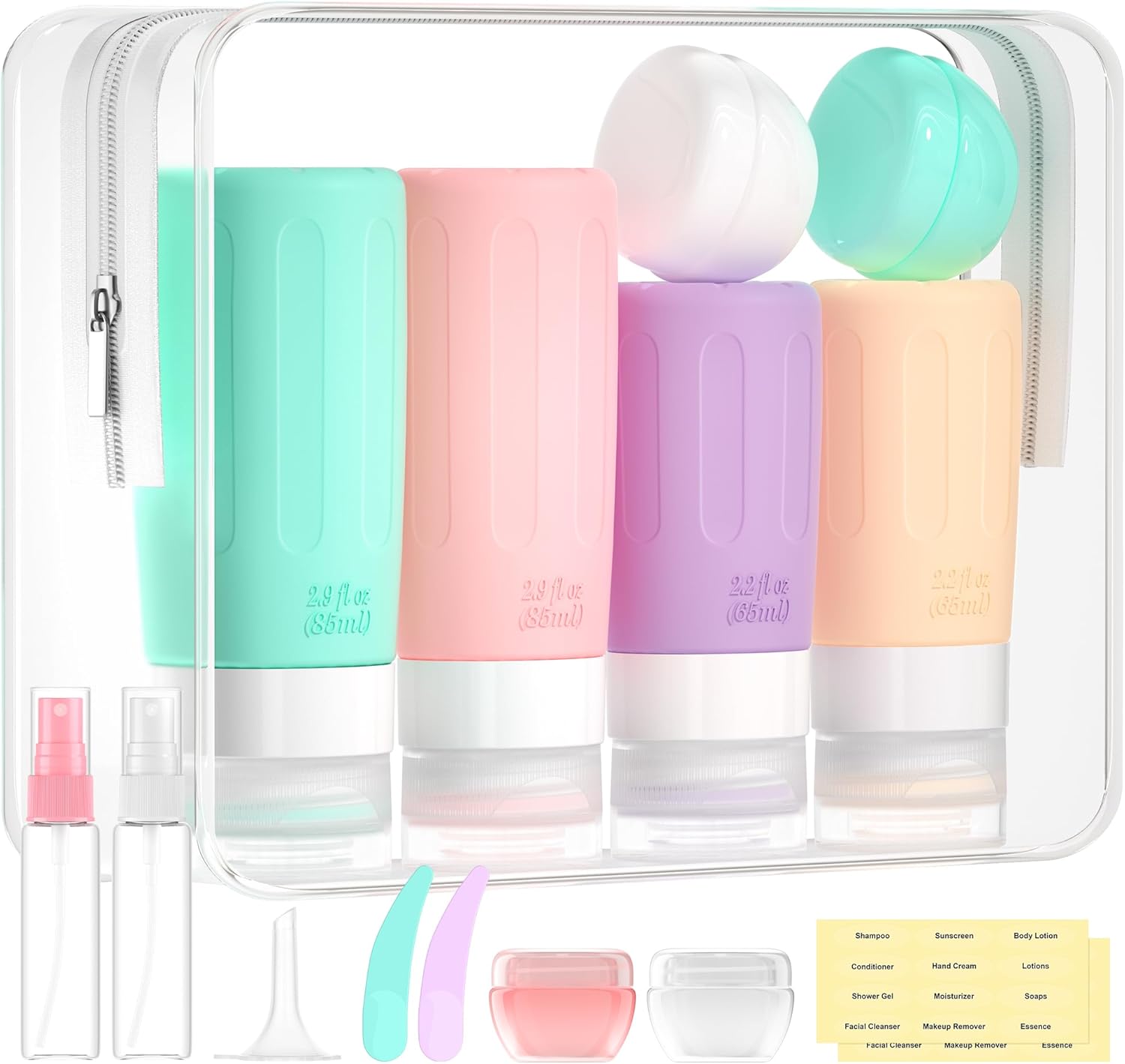 T0423002 60ml 78ml 4 Pack Silicone Travel Bottle Set