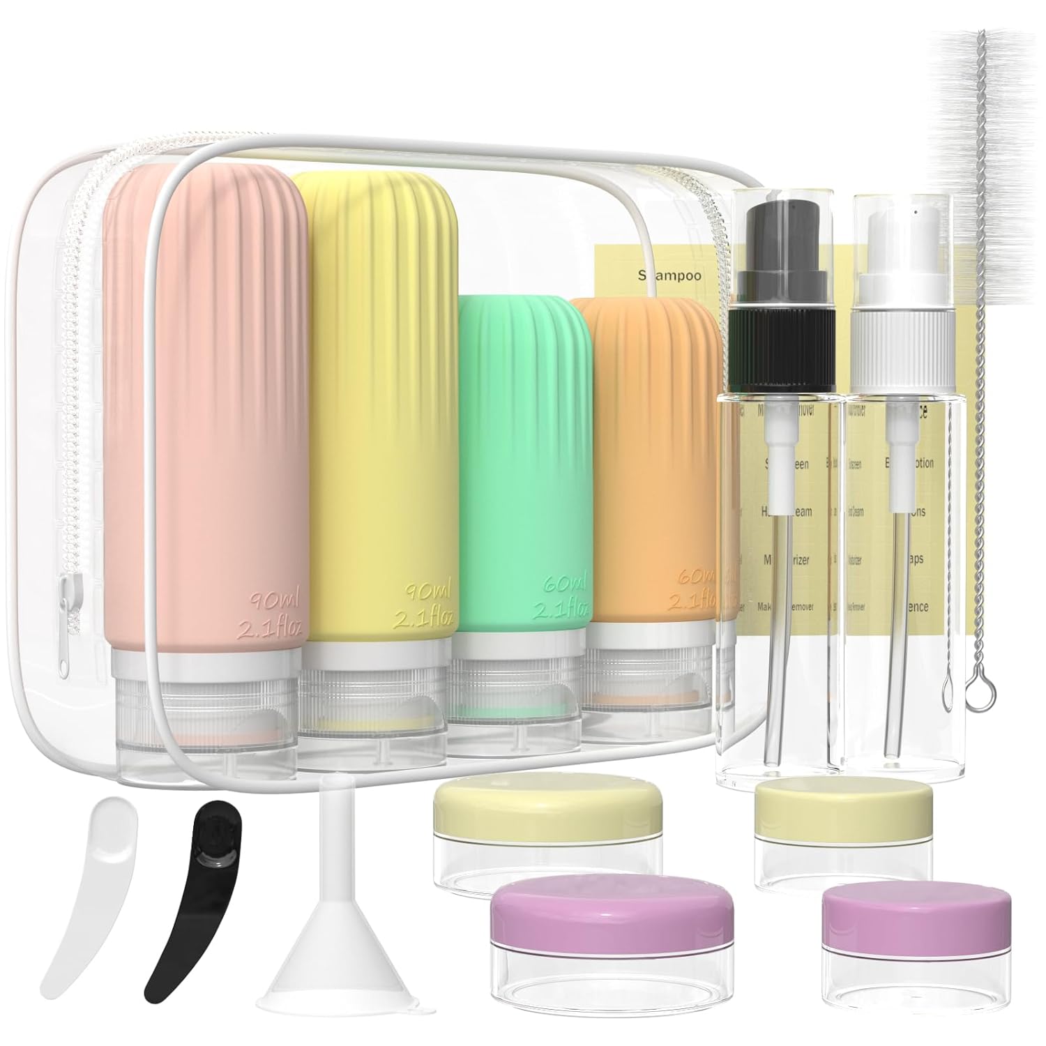 T04XX001 60ml 90ml 4 Pack Silicone Travel Bottle Set